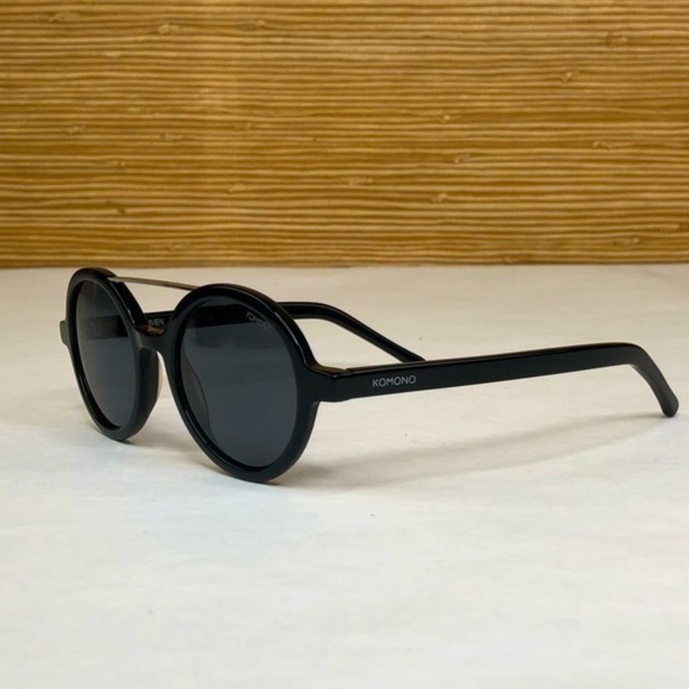 KOMONO Vivien Glossy Black Sunglasses NEW round - Picture 8 of 13